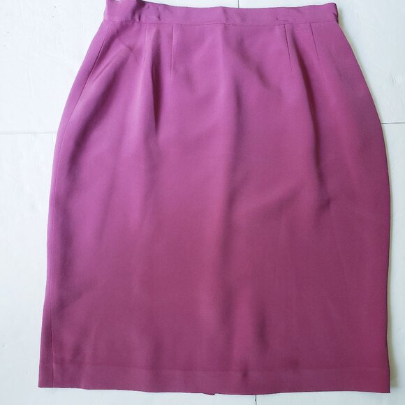 DUE PER DUE Silk Vintage Knee Length Purple Straight Pencil Skirt - Picture 1 of 9
